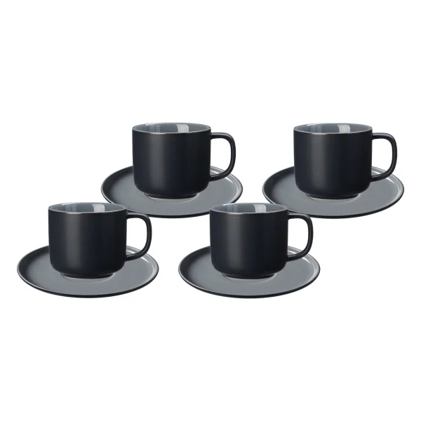 Null 18-tlg. Kaffeeservice Londen Lampart Nero Schwarz 4