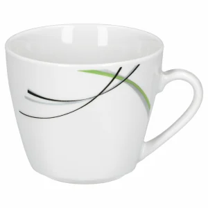 Null 6er Set Kaffeetasse 20cl Und Kaffeeuntertasse 14,5cm Donna – Weißes Porzellan Mit Linien- Dekor In Schwarz, Grau Und Grün 21