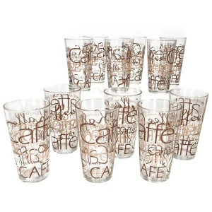 Null 12er Set Mix Latte Macchiato Glas 39cl Stapelbar Mit Dekor / Ohne Dekor 15