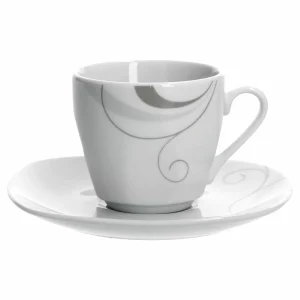 Null 6er Set Espressotasse Mit Espressountertasse Phönix Porzellan Weiß Mit Dekor 17