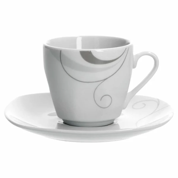 Null 6er Set Espressotasse Mit Espressountertasse Phönix Porzellan Weiß Mit Dekor 6