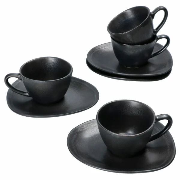 Null 4er Set Manhattan Kaffeetasse Mit Untertasse Für 4 Personen Schwarz – 24322667 3