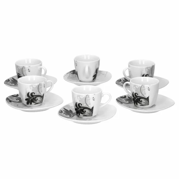 Null 6er Set Espressotasse Mit Untertasse Black Flower 1