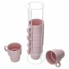 Null 6er Set Kaffeebecher Mit Ständer Stata 250ml Rosa Tasse Henkel Porzellan Stapelbar 23