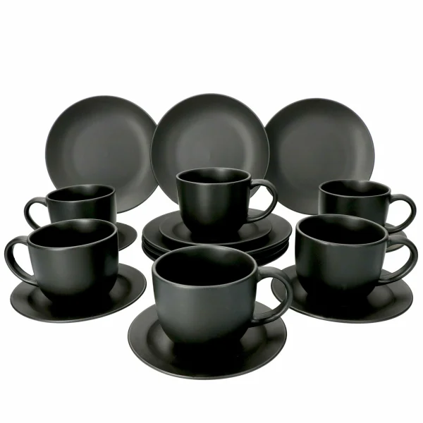 Null 18-tlg. Kaffeeservice Londen Lampart Nero Schwarz 1