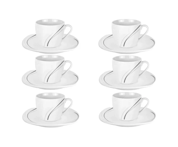 Null 6er Set Espressotasse Mit Espressountertasse Phönix Porzellan Weiß Mit Dekor 1