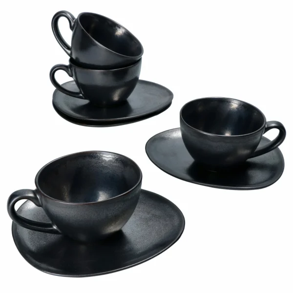 Null 4er Set Manhattan Kaffeetasse Mit Untertasse Für 4 Personen Schwarz – 24322667 1