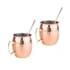 Null 2er Set Mule Becher Kupferbecher Mit Trinkhalmen 500 Ml In Kupfer Edelstahl 25