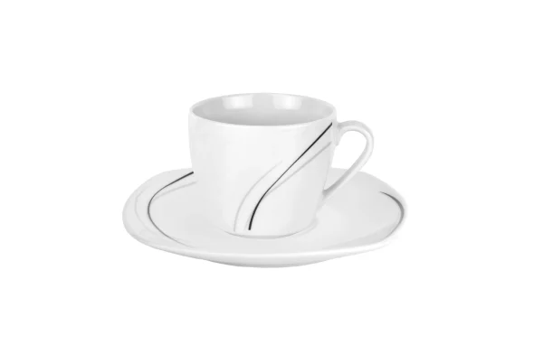 Null 6er Set Espressotasse Mit Espressountertasse Phönix Porzellan Weiß Mit Dekor 4