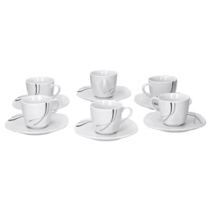 Null 6x Set Kaffeetasse 25cl Mit Untertasse 14,8cm Silver Night 17