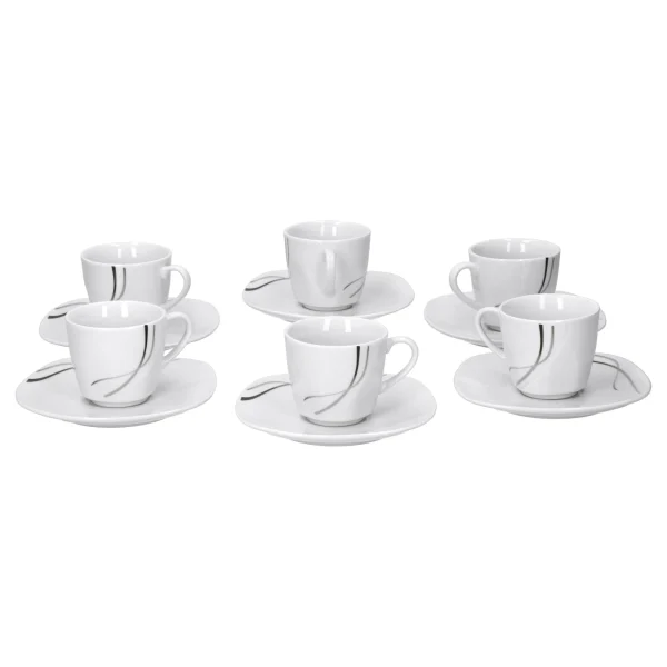 Null 6x Set Kaffeetasse 25cl Mit Untertasse 14,8cm Silver Night 6