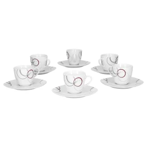 Null 6er Set Espressotasse Mit Untertasse Corona Porzellan Weiß Mit Dekor 17