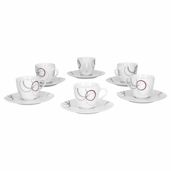 Null 6er Set Espressotasse Mit Untertasse Corona Porzellan Weiß Mit Dekor 6