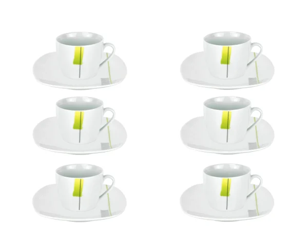 Null 6er Set Espressotasse Mit Espressountertasse Phönix Porzellan Weiß Mit Dekor 3