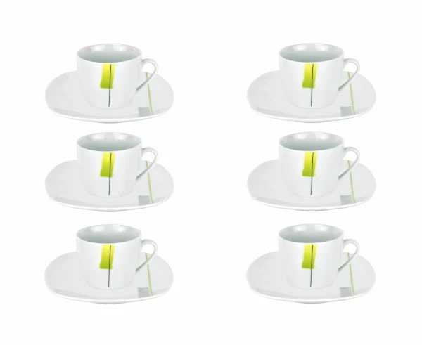 Null 6er Set Espressotasse Mit Espressountertasse Phönix Porzellan Weiß Mit Dekor 3